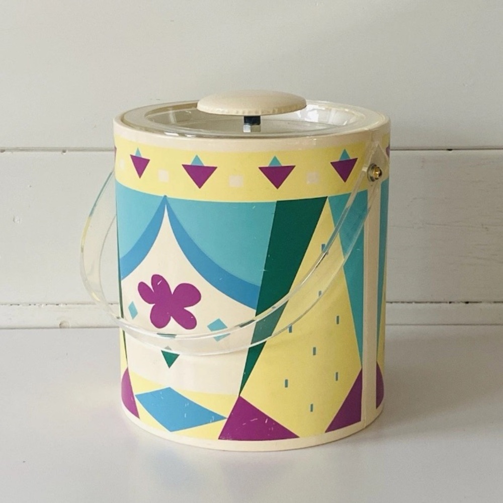 Vintage MCM Ice Bucket  Georges  Briard Geometric circus tent Parade
